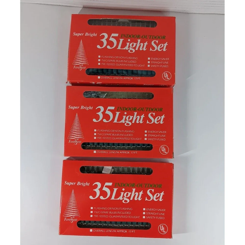 Foremost 35 Christamas String Light Set Indoor Out Lot NOS Holiday Decorations